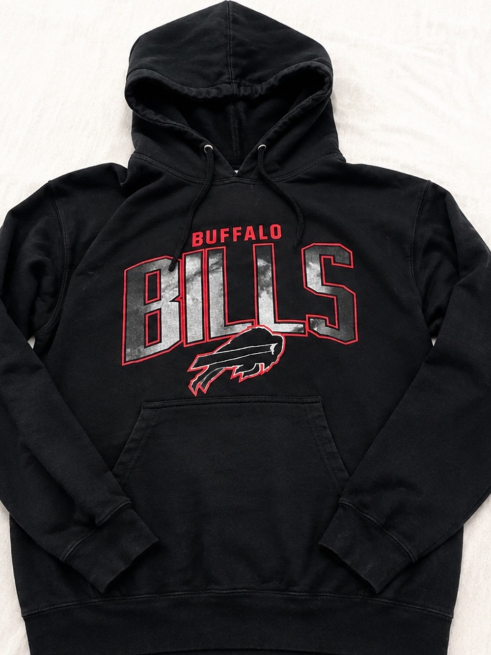 Buffalo Bills Black Pullover Hoodie with Red Accent